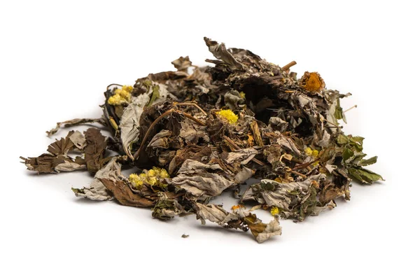 Dry Tea Leaves Dry Fruit Isolated White Background — Stock Photo, Image