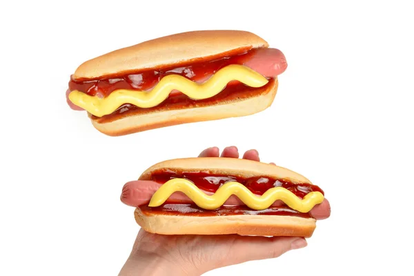 Hot Dog Isolato Sfondo Bianco Copia Spazio — Foto Stock