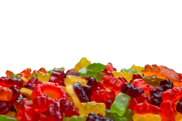 Assorted Colorful Gummy Candies Top View Jelly Donuts Jelly Bears — Stock Photo, Image