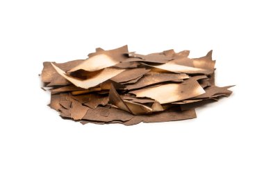 Beyaz arka planda izole edilmiş yanmış kağıt. Boşluğu kopyala