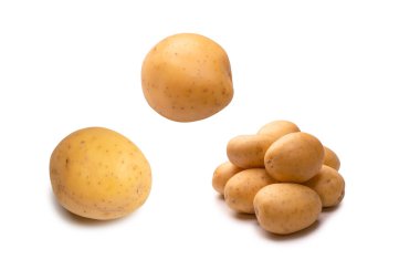 A group of fresh tasty potato isolated on a white background. 