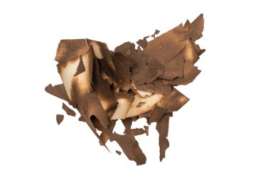 Beyaz arka planda izole edilmiş yanmış kağıt. Boşluğu kopyala