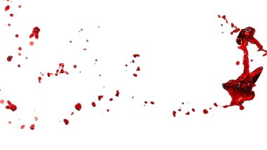 Beyaz arkaplanda kırmızı sıçramalar. 