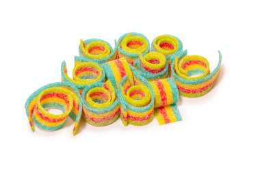 Renkli jelibon şekerler. Üst Manzara. Beyaz bir arkaplanda izole edilmiş. 