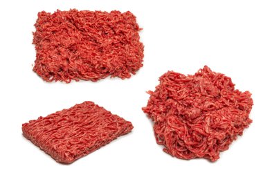 Çiğ biftek kıymalı et arka planı. Üst görünüm.