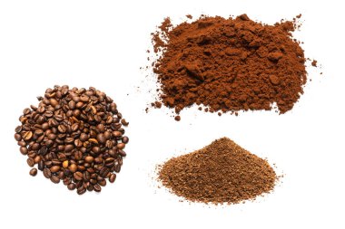 Arka planda izole edilmiş anlık kahve. Üst görünüm. 