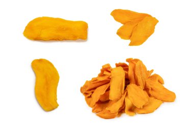 Tatlı mango dilimleri arka planda. Üst görünüm. 