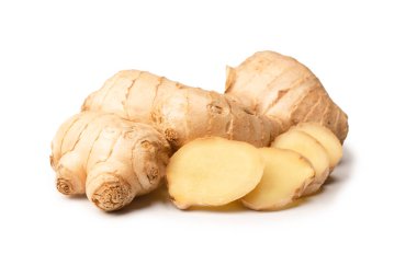 Zencefil Kökü Beyaz Arkaplanda İzole Edildi.