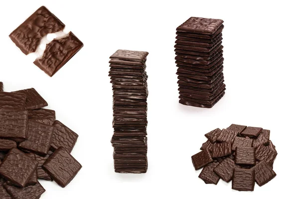 Permen Coklat Hitam Diisolasi Pada Latar Belakang Putih — Stok Foto