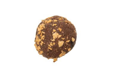 Beyaz arka planda izole edilmiş çikolatalı pasta. Üst görünüm. 