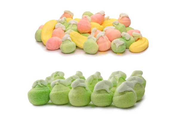 Green Marshmallow Candy Isolated White Background — Stok fotoğraf