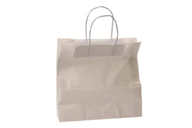 Beyaz bir arka planda izole edilmiş beyaz kağıt çanta..