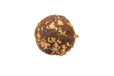 Beyaz arka planda izole edilmiş çikolatalı pasta. Üst görünüm. 