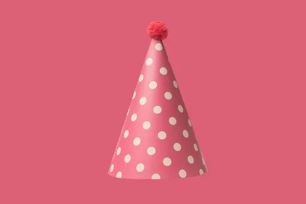 Bright Colorful Birthday Cap Isolated Pink Background Holidays Cocept — Stock Photo, Image