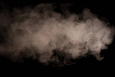 Siyah arka planda beyaz buhar. Boşluğu kopyala.