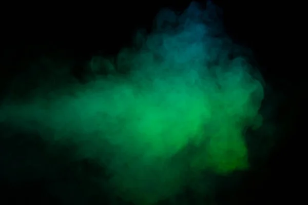 Kék Zöld Gőz Fekete Háttérrel Fénymásolási Hely — Stock Fotó