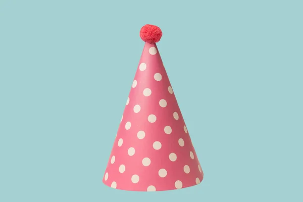 Bright Colorful Birthday Cap Isolated Blue Background Holidays Cocept — 스톡 사진