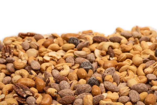 stock image Mix of tasty salty nuts.  A group of almonds, pistachios, walnuts, macadamia, cashews.