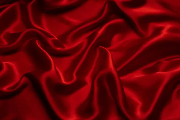 Κόκκινο Μετάξι Σατέν Υφή Ύφασμα Πολυτελείας Μπορεί Χρησιμοποιηθεί Αφηρημένο Φόντο — Φωτογραφία Αρχείου