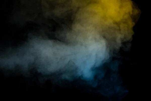 Μπλε Και Κίτρινος Ατμός Μαύρο Φόντο Αντιγραφή Χώρου — Φωτογραφία Αρχείου