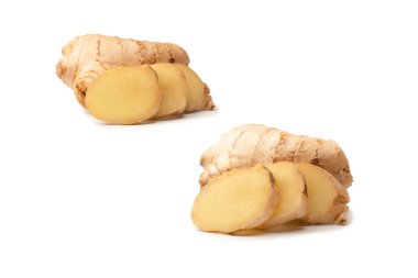 Zencefil Kökü Beyaz Arkaplanda İzole Edildi.