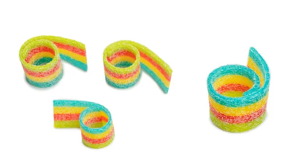 Renkli Sakızlı Şekerler Üst Manzara Jöleli Çörekler Jelibon Beyaz Bir — Stok fotoğraf