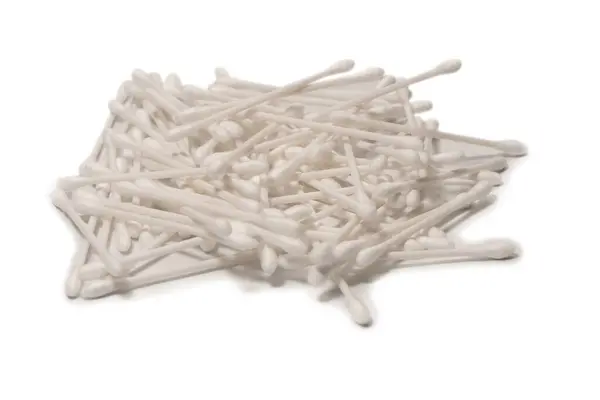Group White Cotton Buds Isolated White Background — Stok fotoğraf
