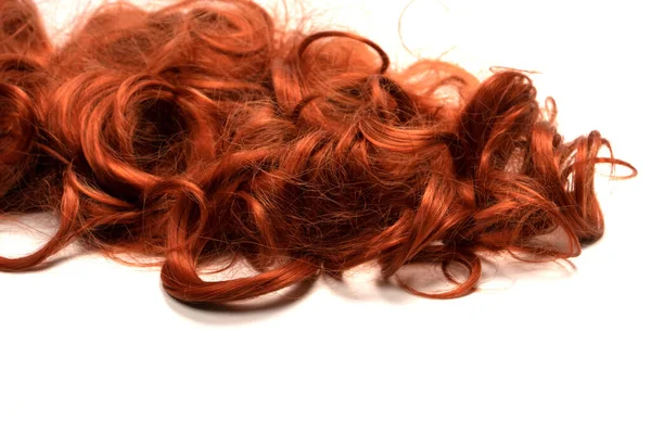 Vörös Haj Elszigetelt Fehér Háttérrel Göndör Vörös Haj — Stock Fotó