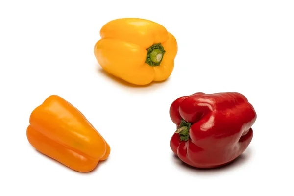 Orange Bell Pepper Isolated White Background Top View Copy Space — Stockfoto