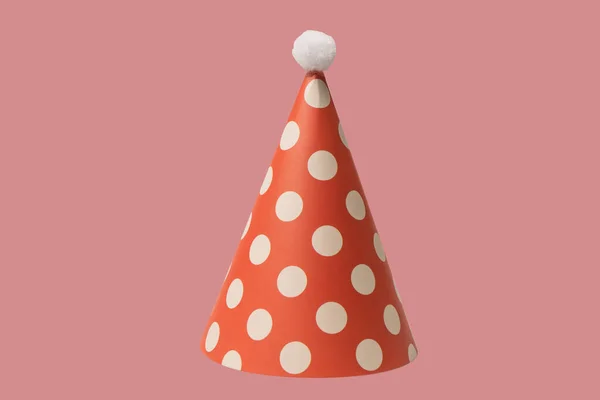 Luminoso Colorato Cappello Compleanno Isolato Sfondo Rosso Vacanze Cocept — Foto Stock