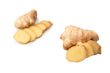 Zencefil Kökü Beyaz Arkaplanda İzole Edildi.