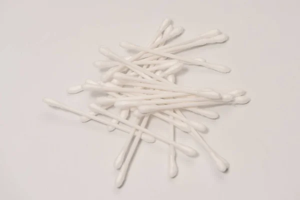 Group White Cotton Buds Isolated White Background — Stock Photo, Image