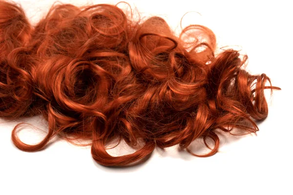 Czerwone Włosy Białym Tle Kręcone Rude Włosy — Zdjęcie stockowe