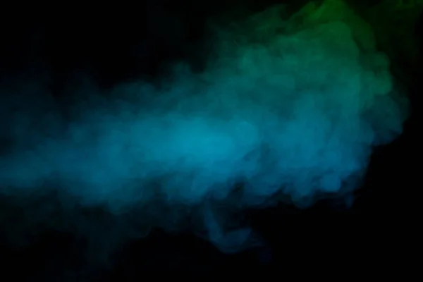 Kék Zöld Gőz Fekete Háttérrel Fénymásolási Hely — Stock Fotó
