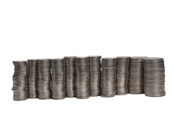 Pile Coins Isolated White Background Banking Money — Stock Photo, Image