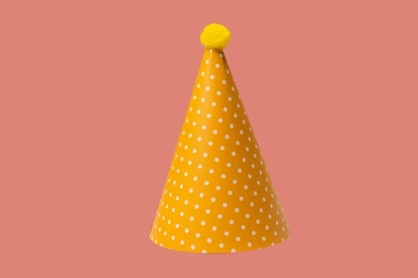 Gorra Cumpleaños Brillante Colorida Aislada Sobre Fondo Naranja Vacaciones Cocept —  Fotos de Stock