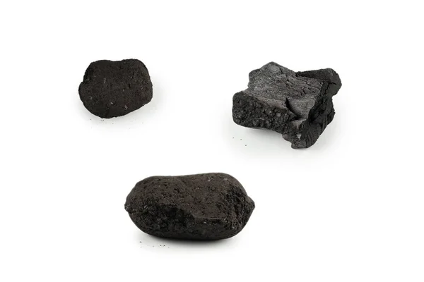 Carvão Negro Isolado Sobre Fundo Branco — Fotografia de Stock
