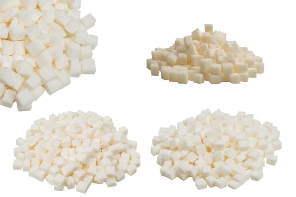 白い背景に単離された糖キューブの山 — ストック写真