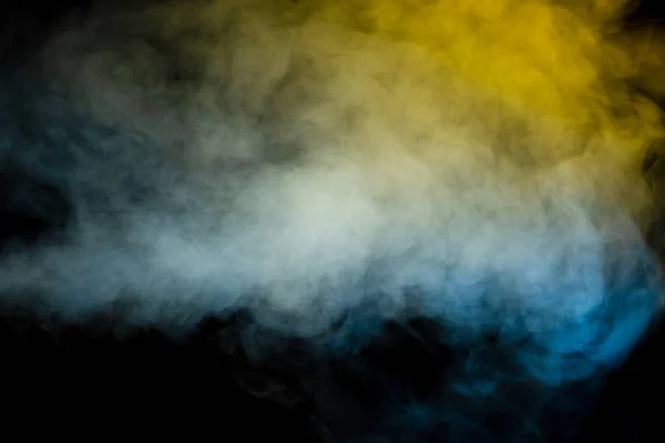 Vapor Azul Amarelo Sobre Fundo Preto Espaço Cópia — Fotografia de Stock