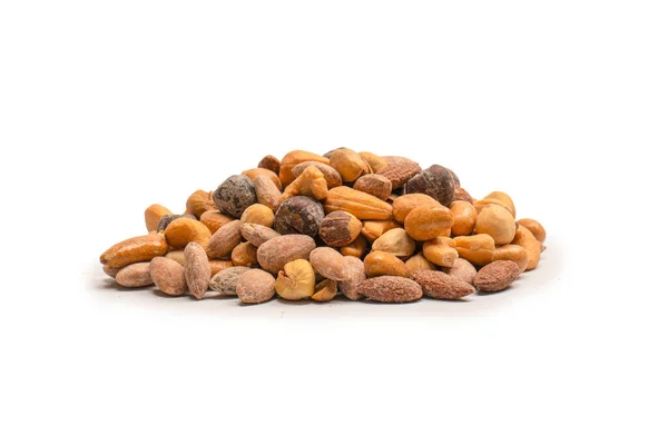 Campuran Kacang Asin Lezat Sekelompok Kacang Almond Pistachio Kenari Macadamia — Stok Foto