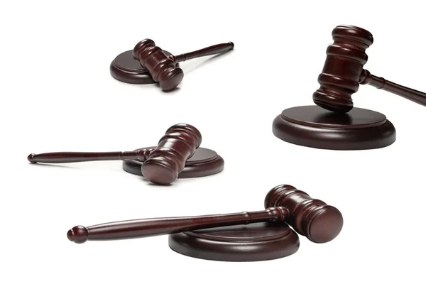 Wooden Judge Gavel Soundboard Isolated White Background Justice Law System — Stock Photo, Image