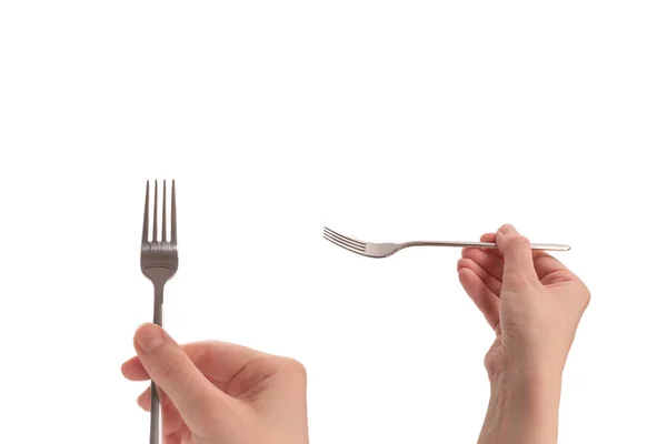 Fork Woman Hand Isolated White Background — Stock Photo, Image