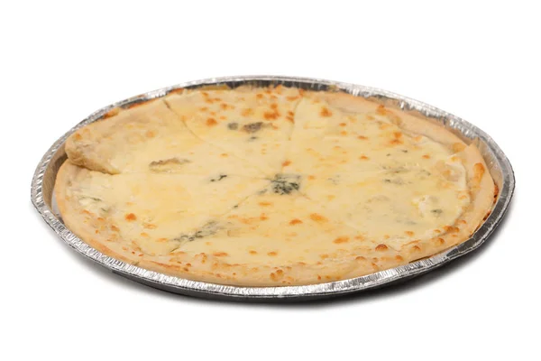 Vier Kaas Pizza Geïsoleerd Een Witte Achtergrond — Stockfoto