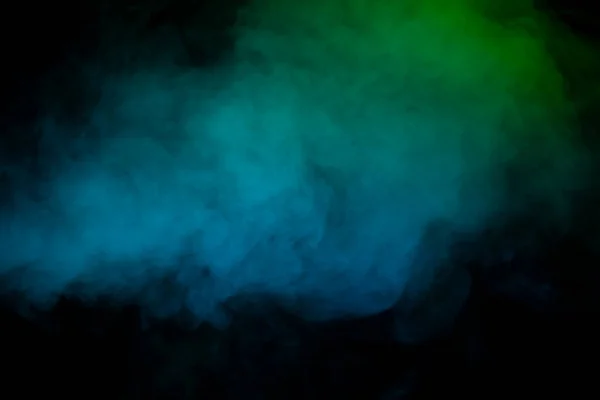 Modrá Zelená Pára Černém Pozadí Kopírovat Prostor — Stock fotografie