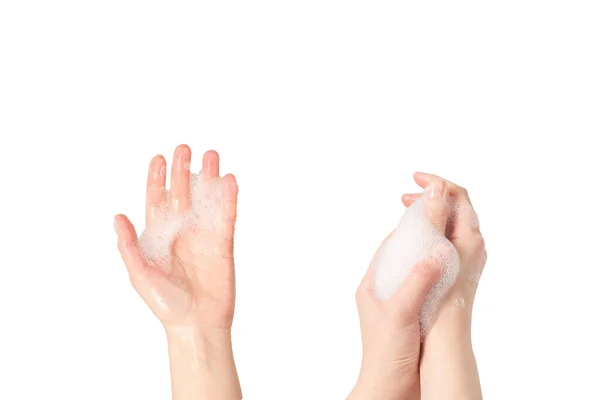 Πλύσιμο Χεριών Απομονωμένο Λευκό Φόντο Άνω Όψη — Φωτογραφία Αρχείου