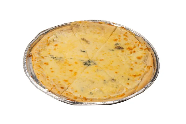 Vier Käse Pizza Isoliert Auf Weißem Hintergrund — Stockfoto