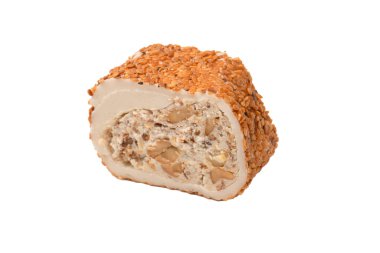 Fındıklı tatlı rulo, Türk tatlıları. Türk rahat beyaz zemin üzerinde izole. 