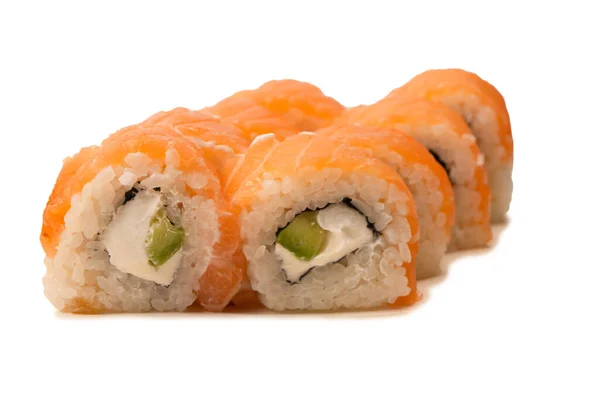Sushi Serem Śmietankowym Łososiem Izolowane Białym Tle — Zdjęcie stockowe