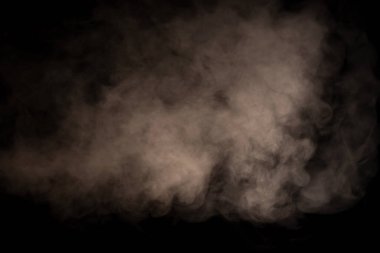 Siyah arka planda beyaz buhar. Boşluğu kopyala.