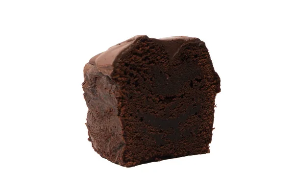 Bolo Chocolate Saboroso Isolado Fundo Branco — Fotografia de Stock